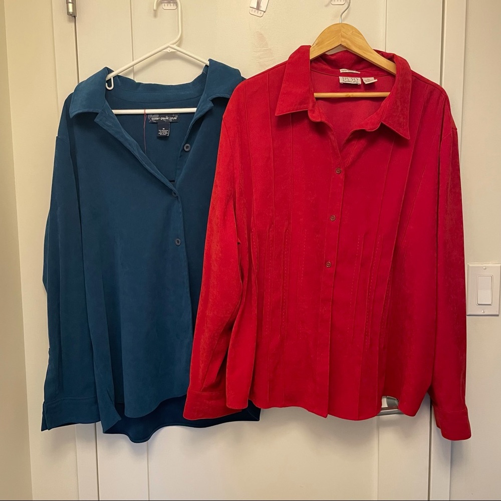 Vintage faux suede shirt duo
